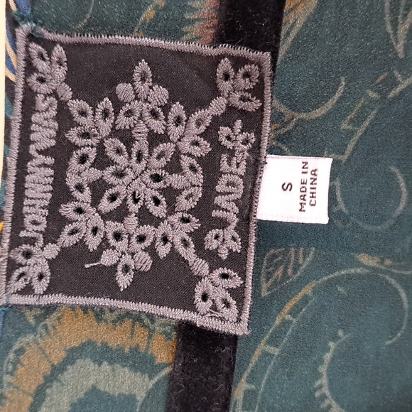 Jade by Johnny Was size S 100% silk elastic sleeves green floral tunic dress - Picture 2 of 5